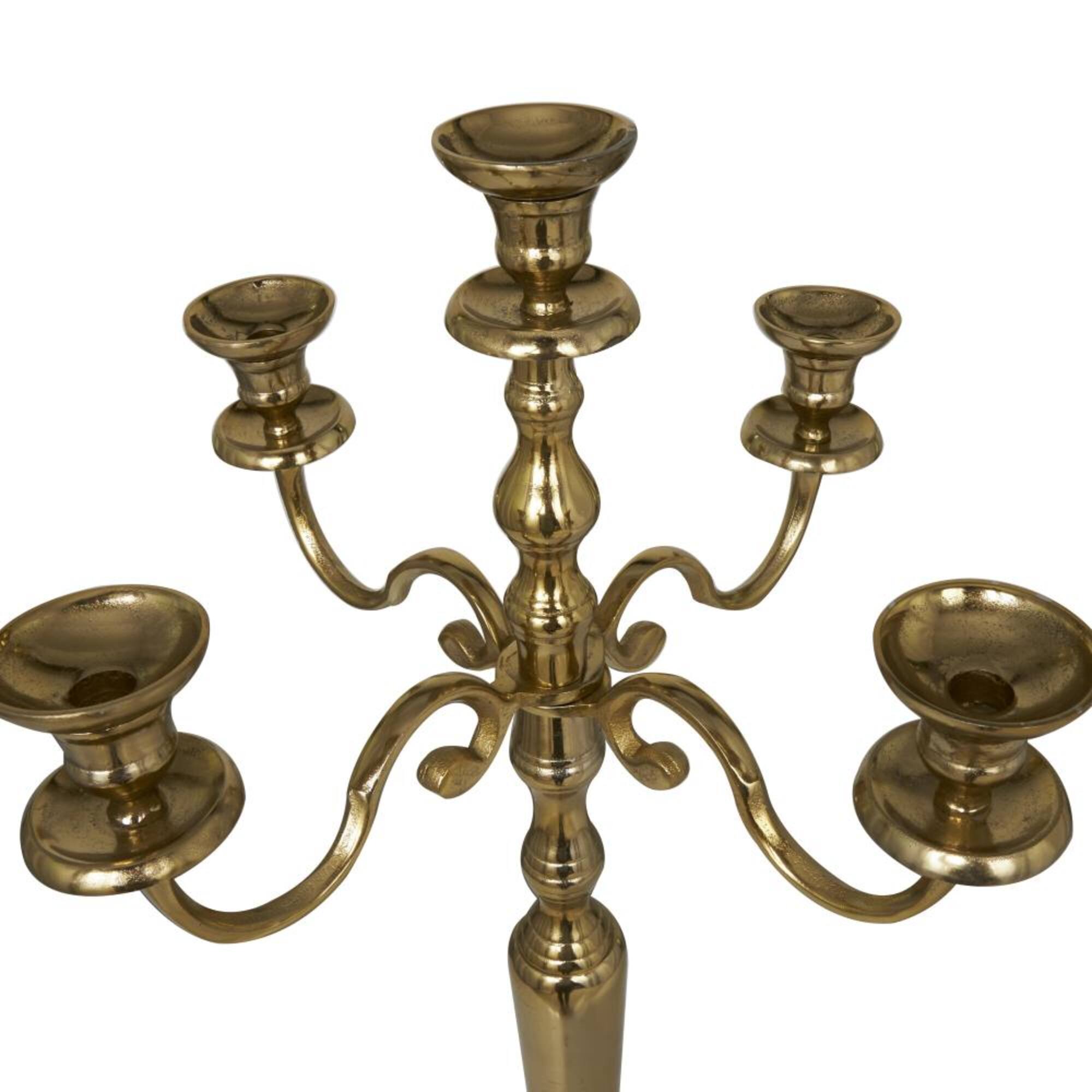 47" Gold Aluminum Tall Floor 5 Candle Decorative Candelabra
